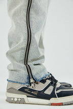 Antidote Washed Side Zipper Straight Jeans