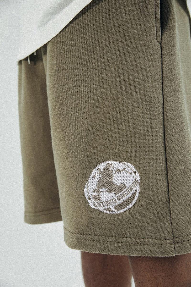 Antidote Embroidered Earth Logo Shorts