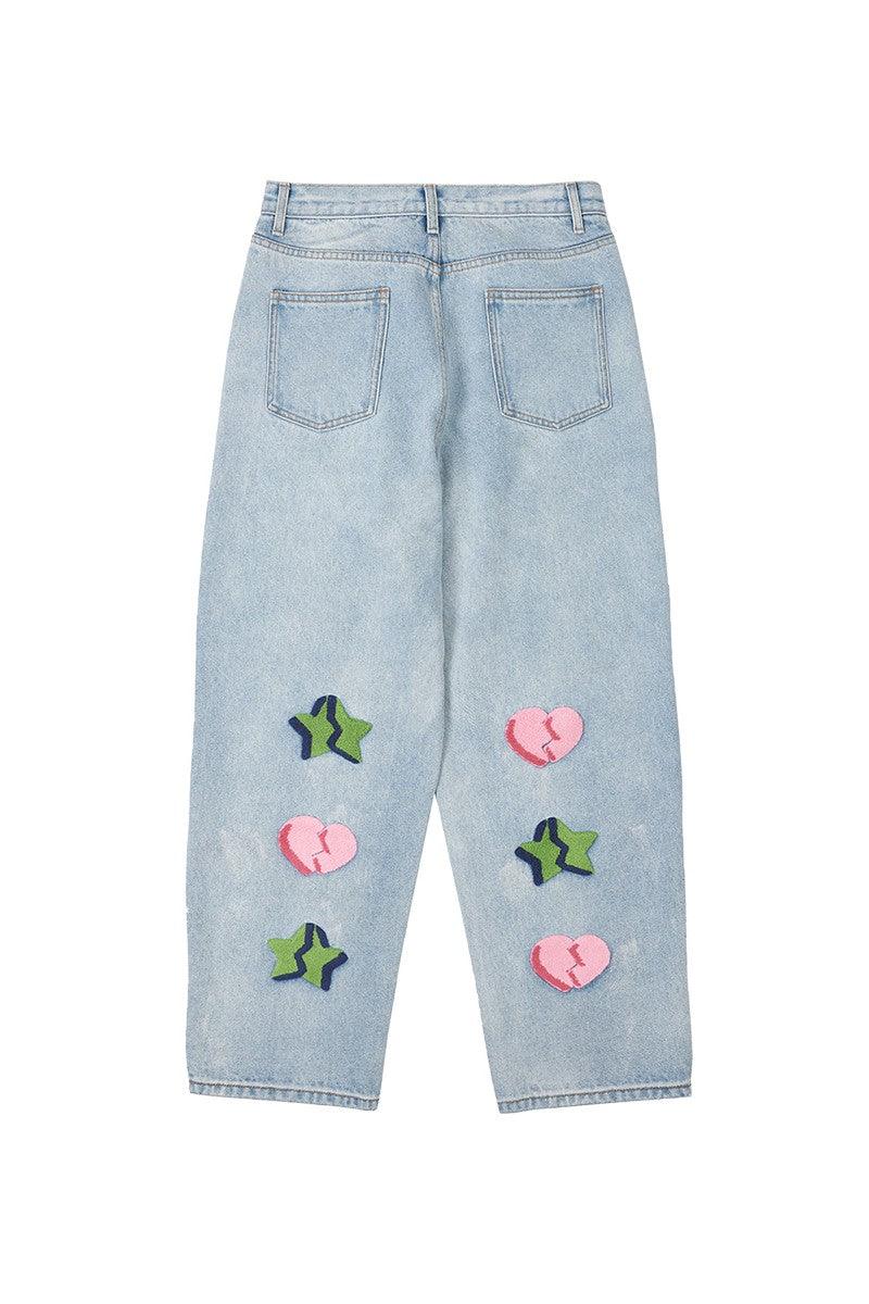 H/C Embroidered Logo Broken Heart Jeans - UK Only