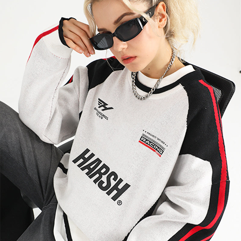 H/C Racing Colorblock Knitted Sweater