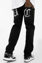 Back Print Straight Jeans