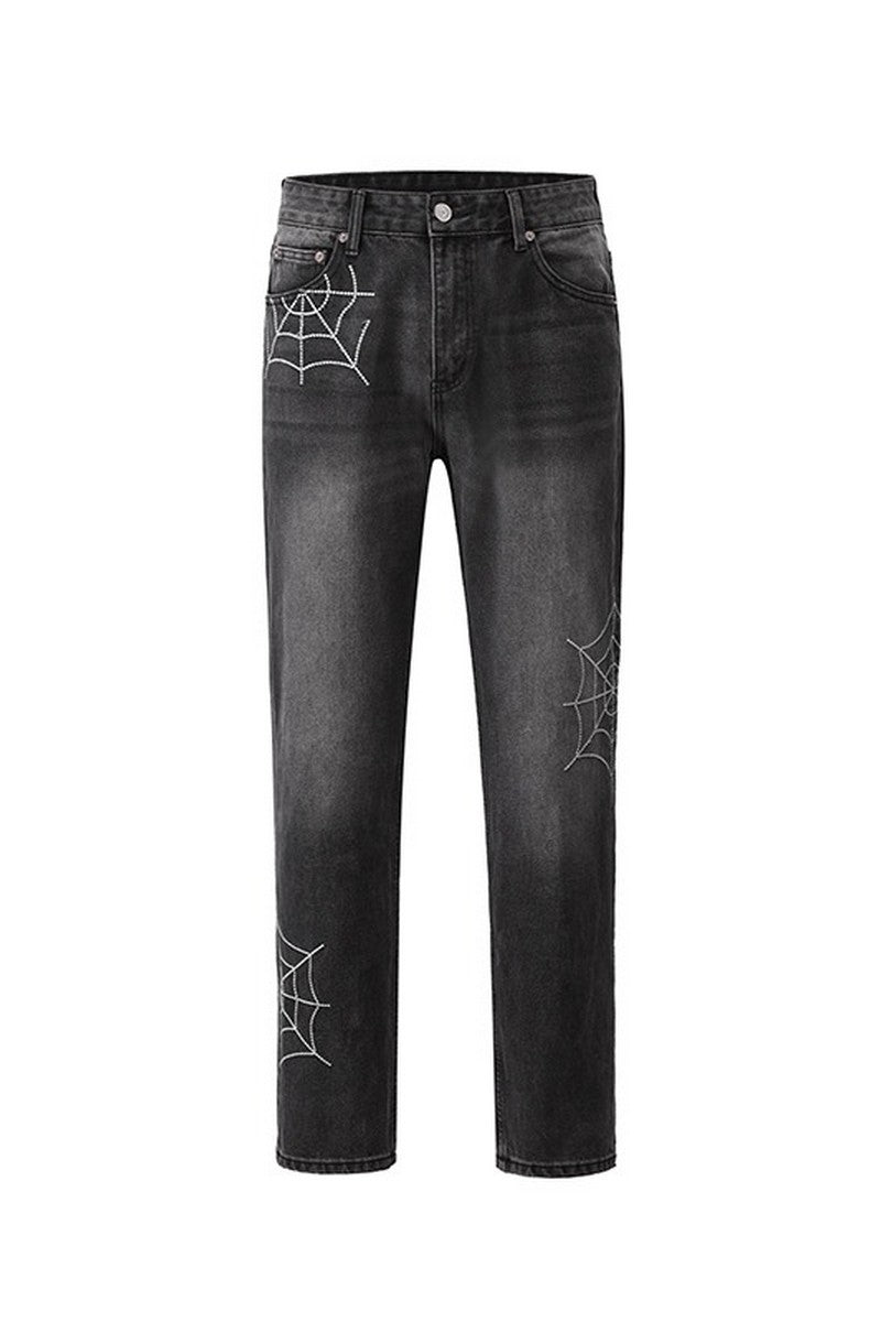 CZ Spider Web Embroidered Jeans
