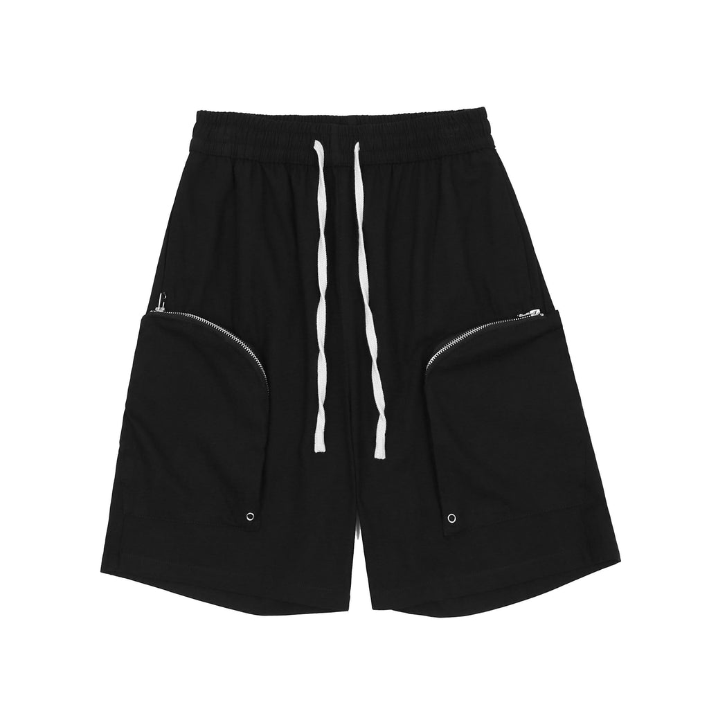CZ Zipper Pockets Loose Shorts