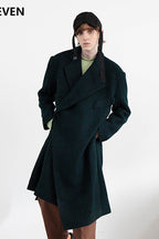 Mix7 Herringbone Asymmetrical Woolen Coat