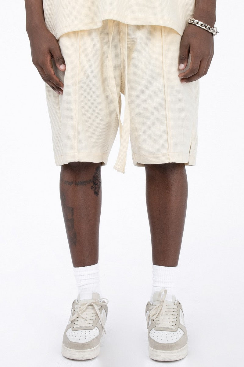 CZ Drawstrings Waffle Shorts