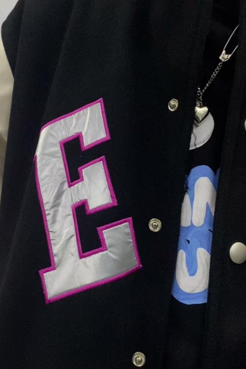 CZ Love Embroidered Varsity Jacket
