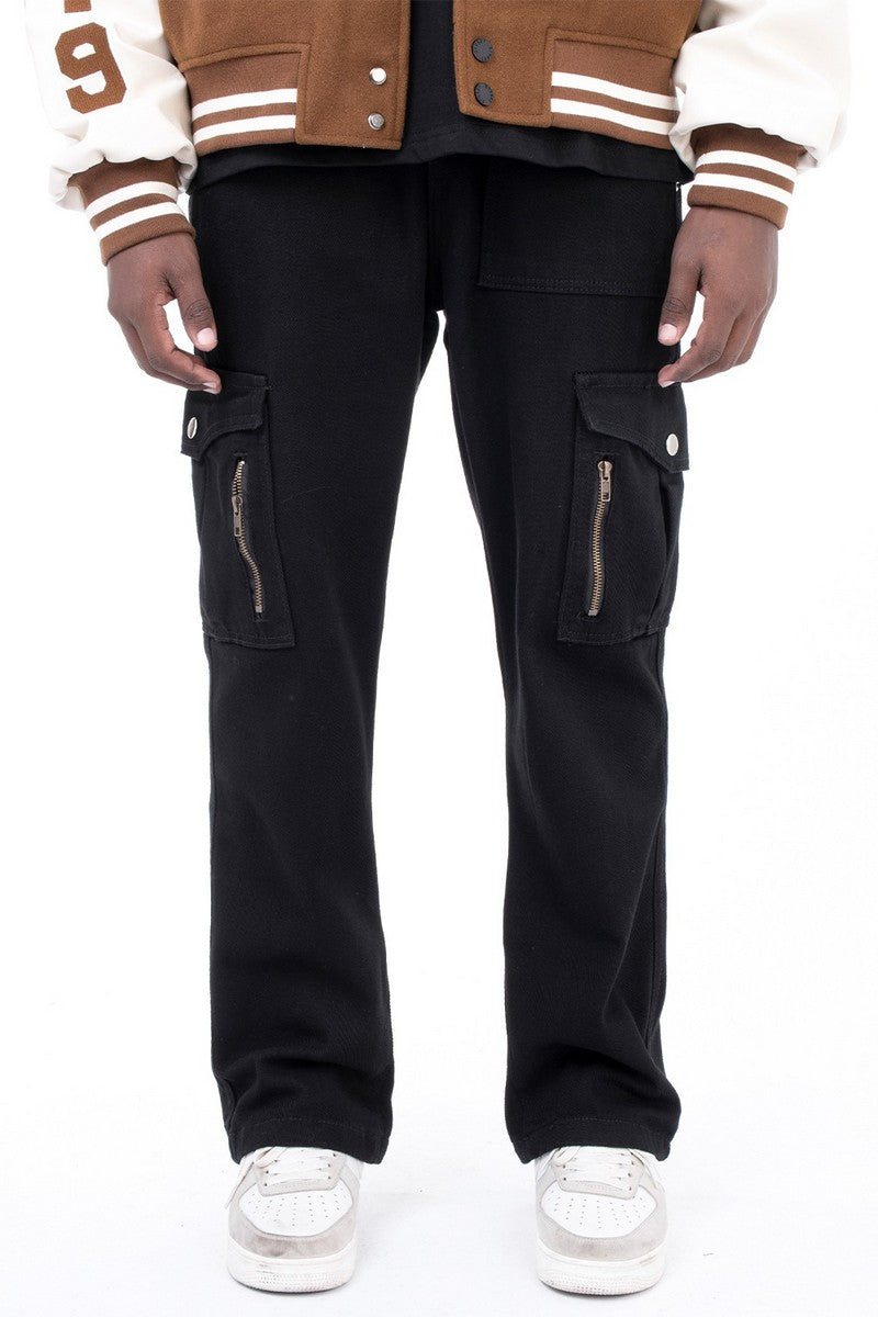 Washed Pockets Flared Jeans