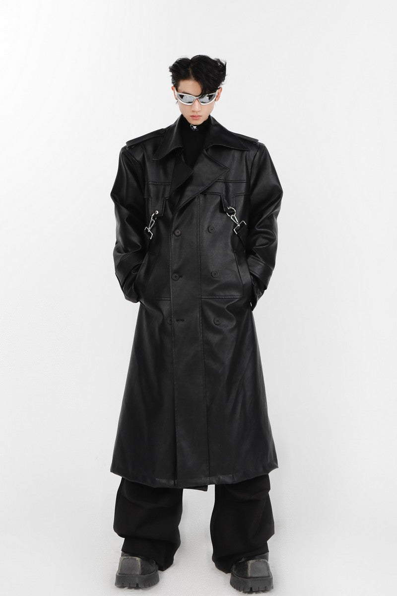 PU Leather Layered Coat