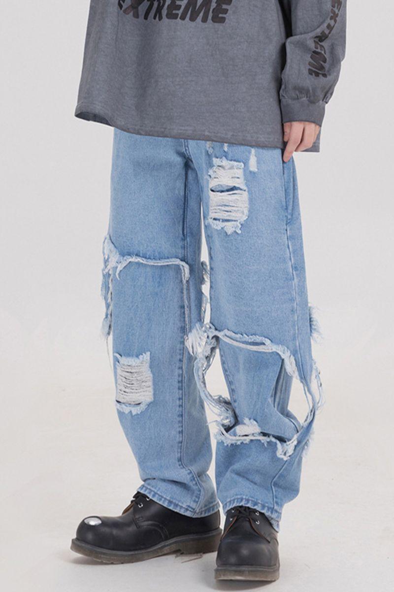 CZ Washed Ripped Jeans