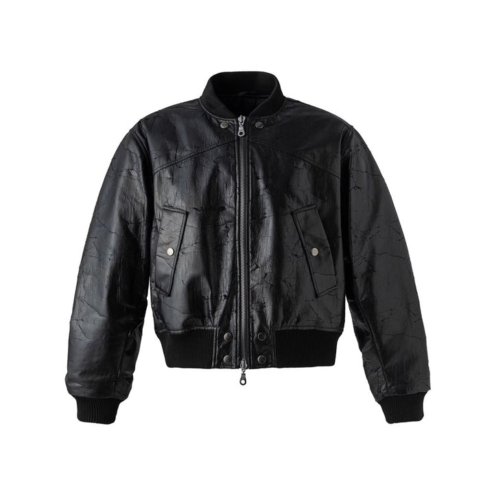 Cracked PU Leather Jacket