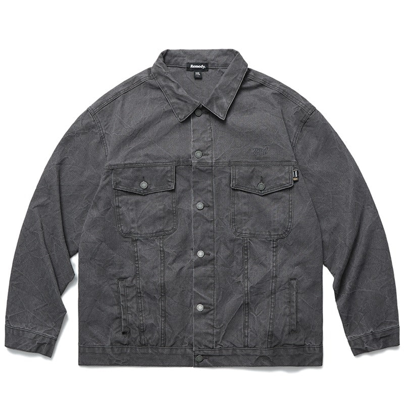 RMY Pleated Washed Denim Jacket