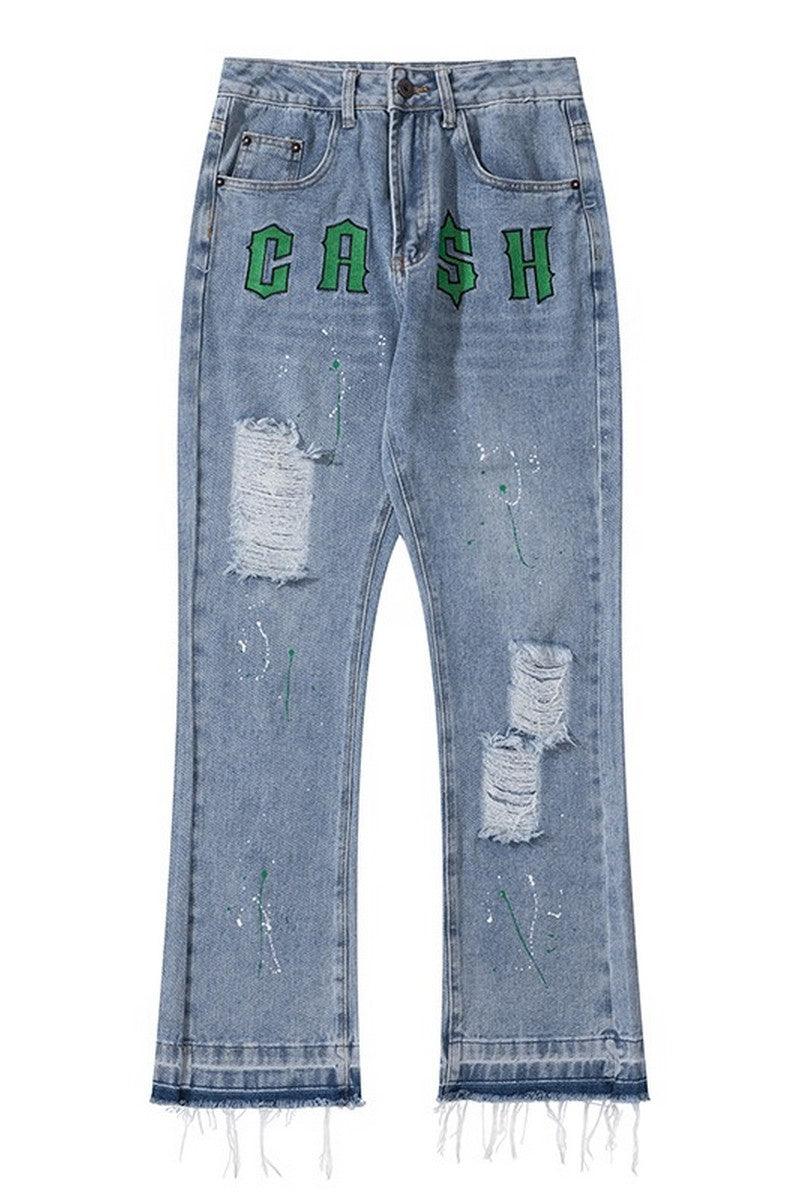 CZ Embroidered Cash Flared Jeans
