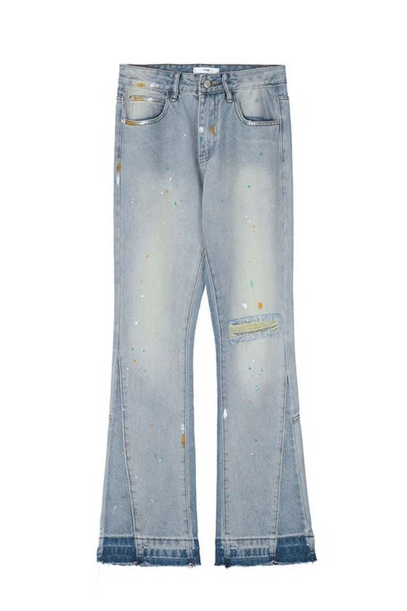Splash Ink Washed Flared Jeans
