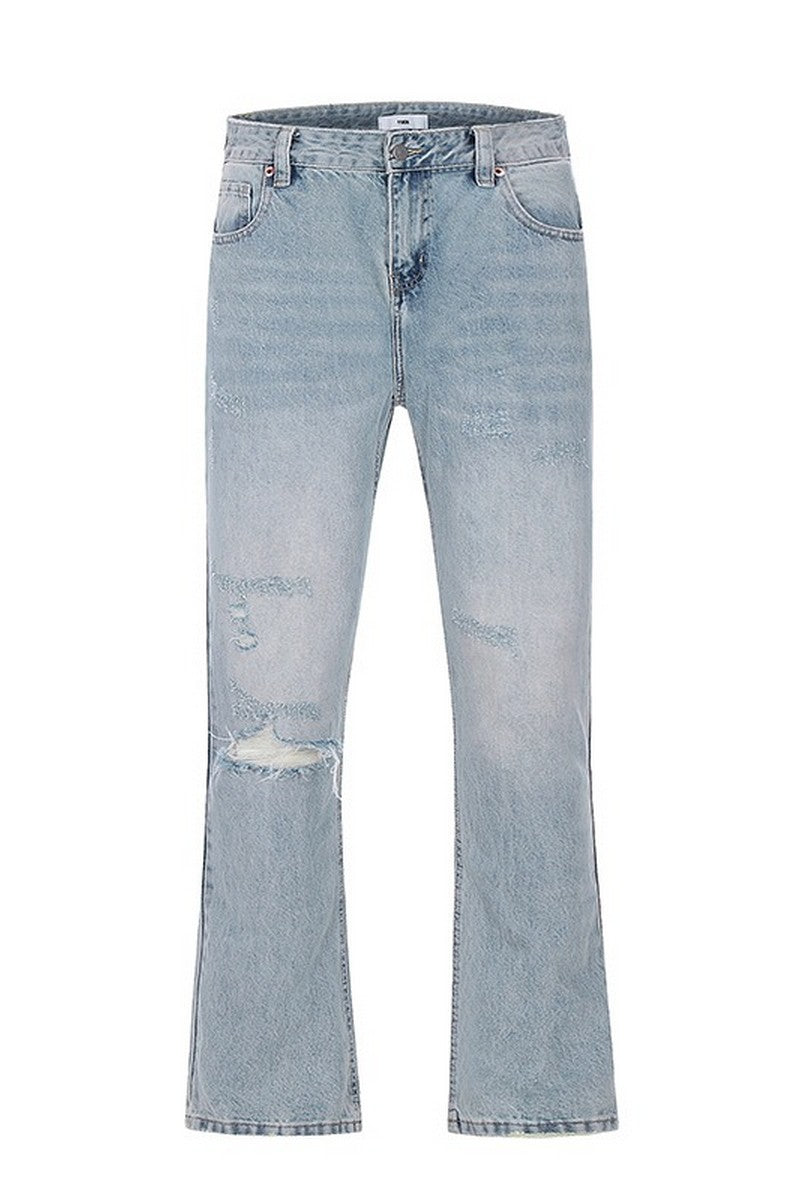 Retro Distressed Straight Jeans