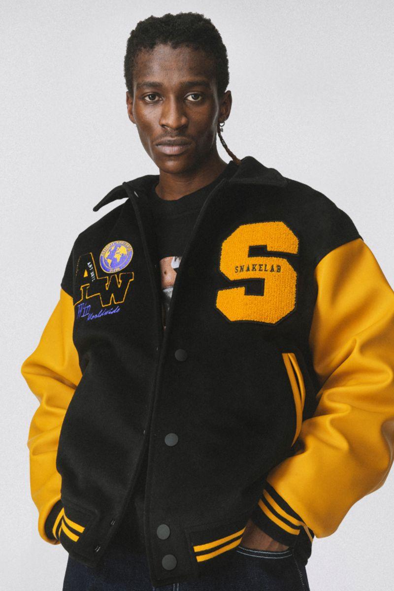 ANT Yellow Woolen Embroidered Varsity Jacket