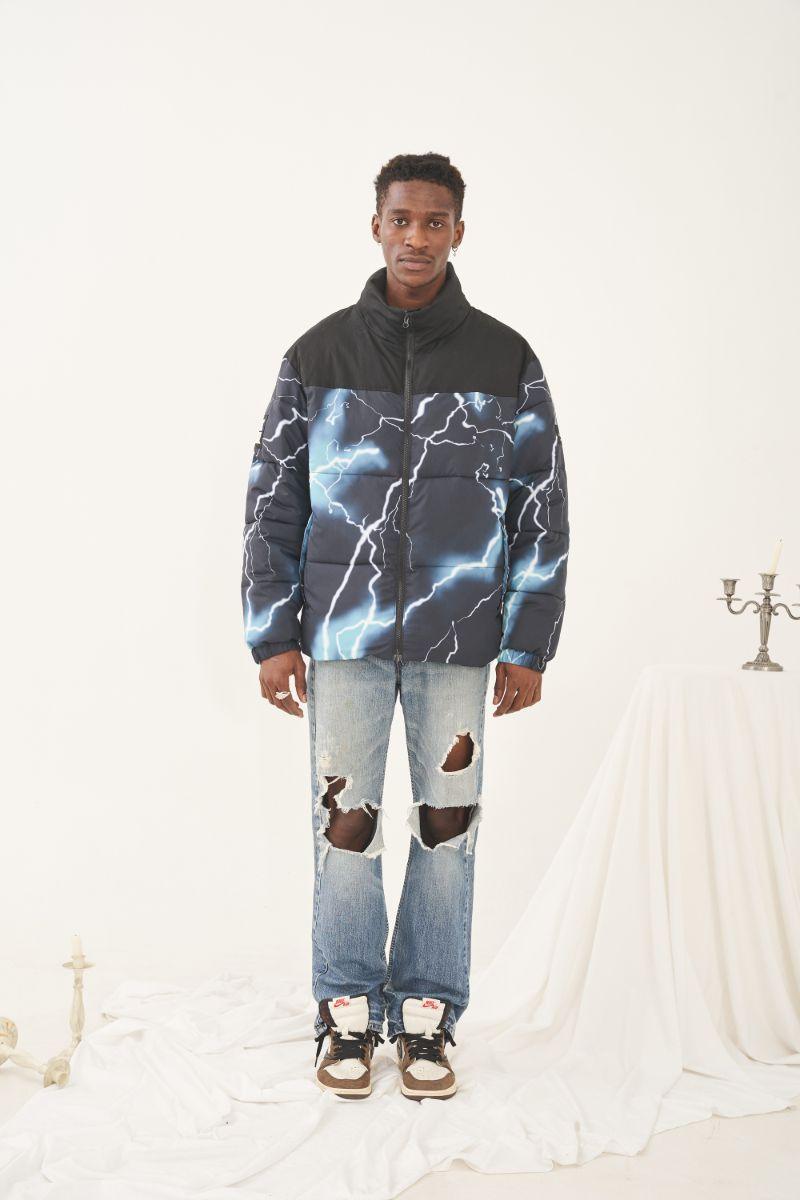 Empty Reference Lightnings Printed Down Jacket