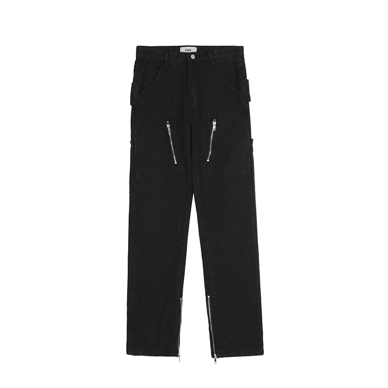 CZ Zipper Straight Jeans