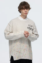 OO Splash Ink Logo Distressed Sweater