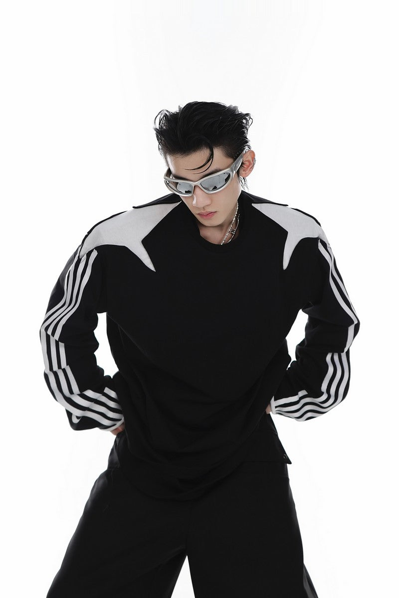 Stitched Striped Sweater