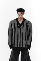 AC Striped V-Neck Knit Sweater