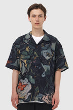 OO Oil Painting Flower Cuban Shirt