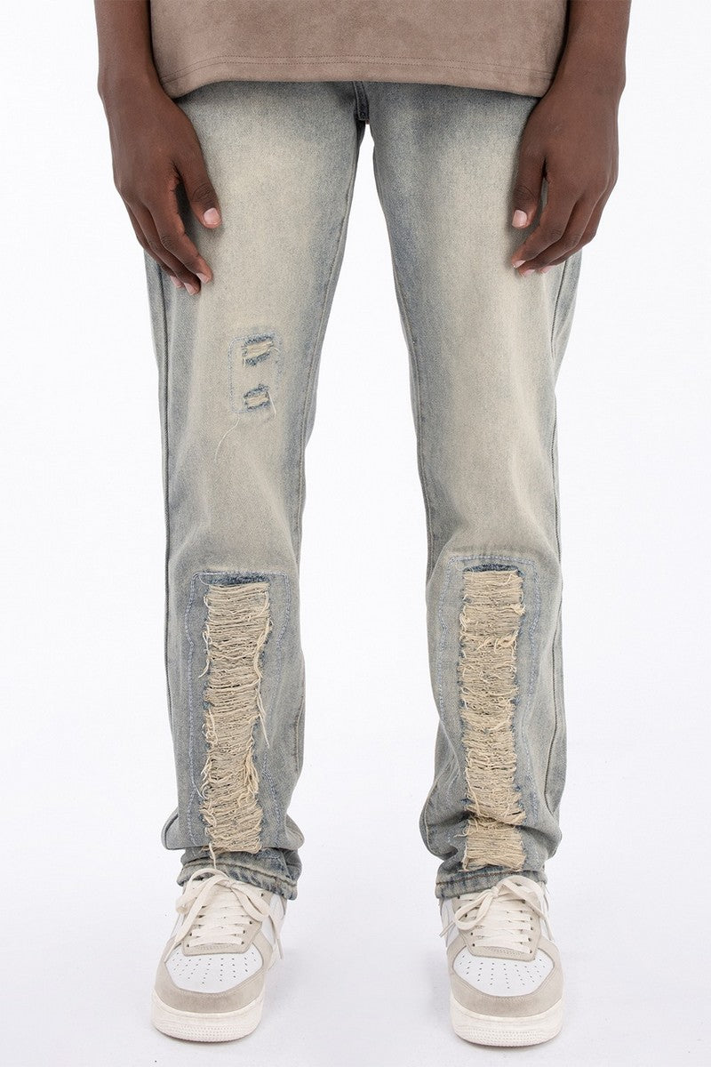 CZ Straight Ripped Jeans