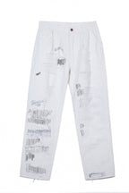 CZ Destroyed Straight White Jeans