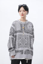 CZ Bandana Ripped Sweater
