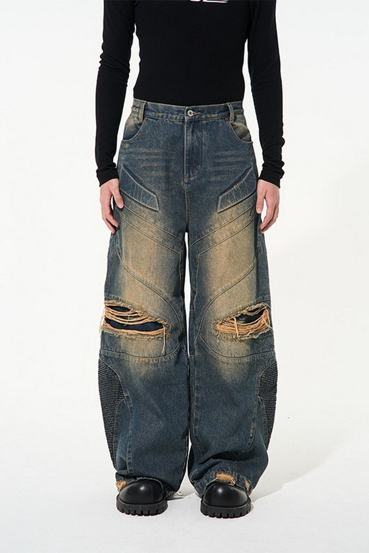 Distressed Washed Oversized Jeans