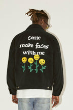 Empty Reference Smiley Print Fleece Jacket