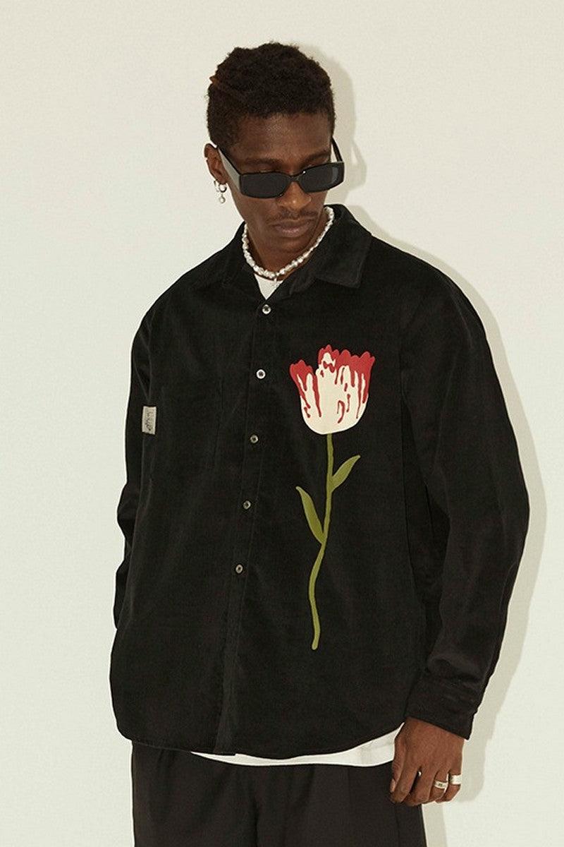 Empty Reference Tulip Print Corduroy L/S Shirt