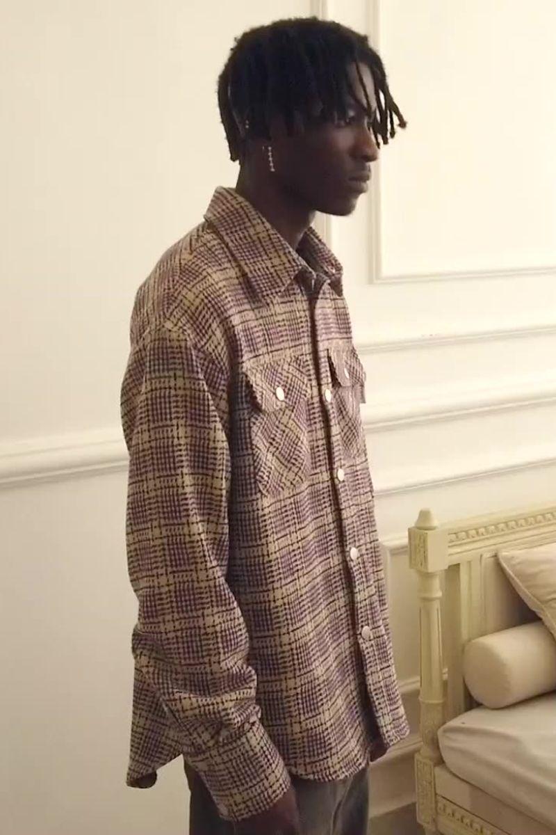 Empty Reference Plaid Woolen Shirt Jacket