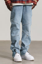 Washed Zipper Jeans
