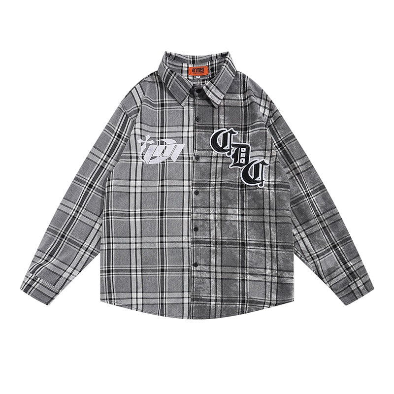 CZ Plaid Embroidered L/S Shirt
