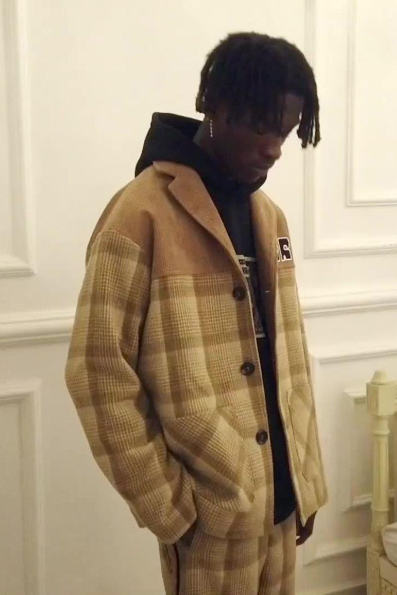 Empty Reference Khaki Plaid Corduroy Suit Jacket