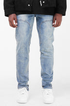 CZ Zipper Straight Washed Jeans