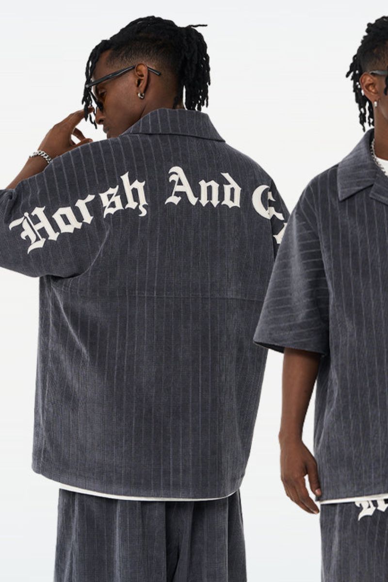 H/C  Gothic Logo Checkered Cuban Shirt