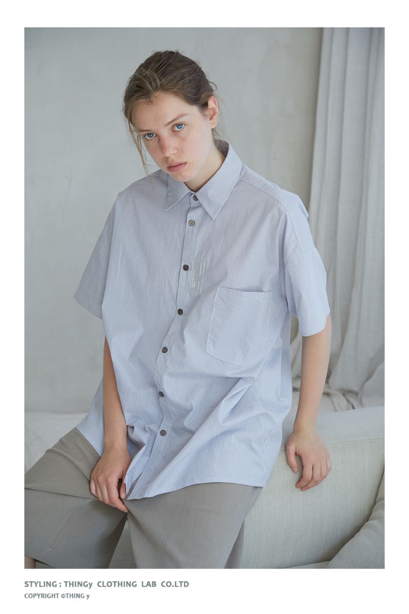 THINGY Logo Striped Button Up Shirt