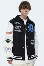OO Gothic Logo Embroidered Varsity Jacket