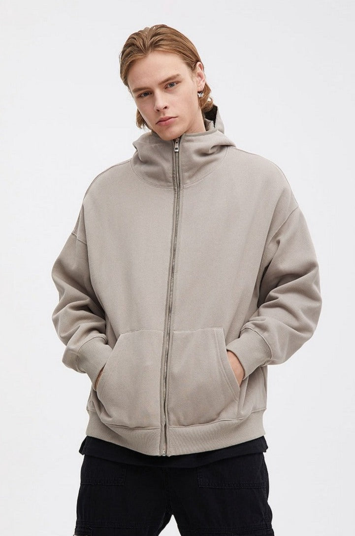 CZ High Collar Zip Up Hoodie