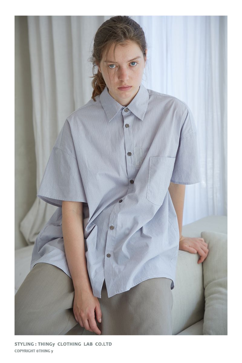 THINGY Logo Striped Button Up Shirt