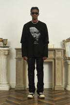 Empty Reference Black Straps Straight Trousers