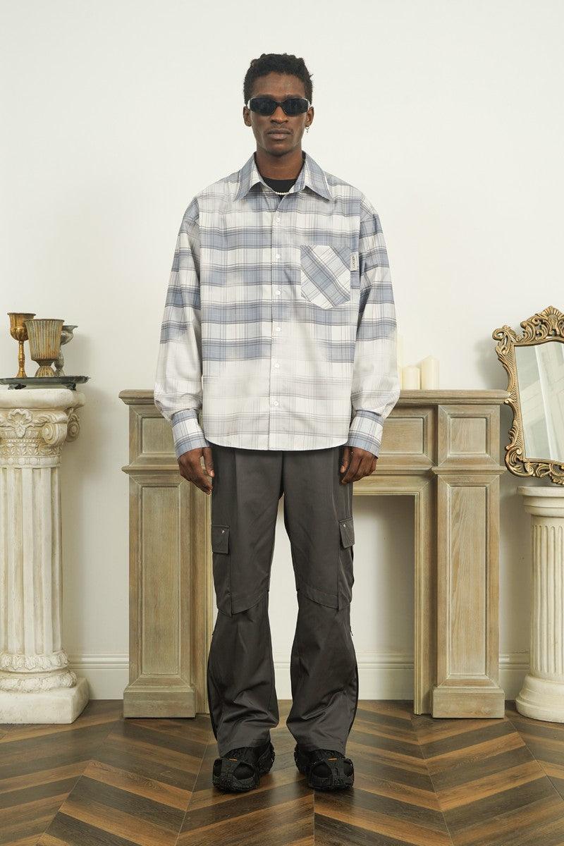 Empty Reference Faded Checkered Long Sleeve Shirt