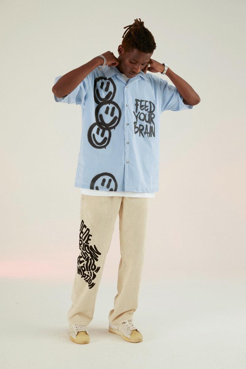 Empty Reference Smiley Graffiti Print Cuban Shirt