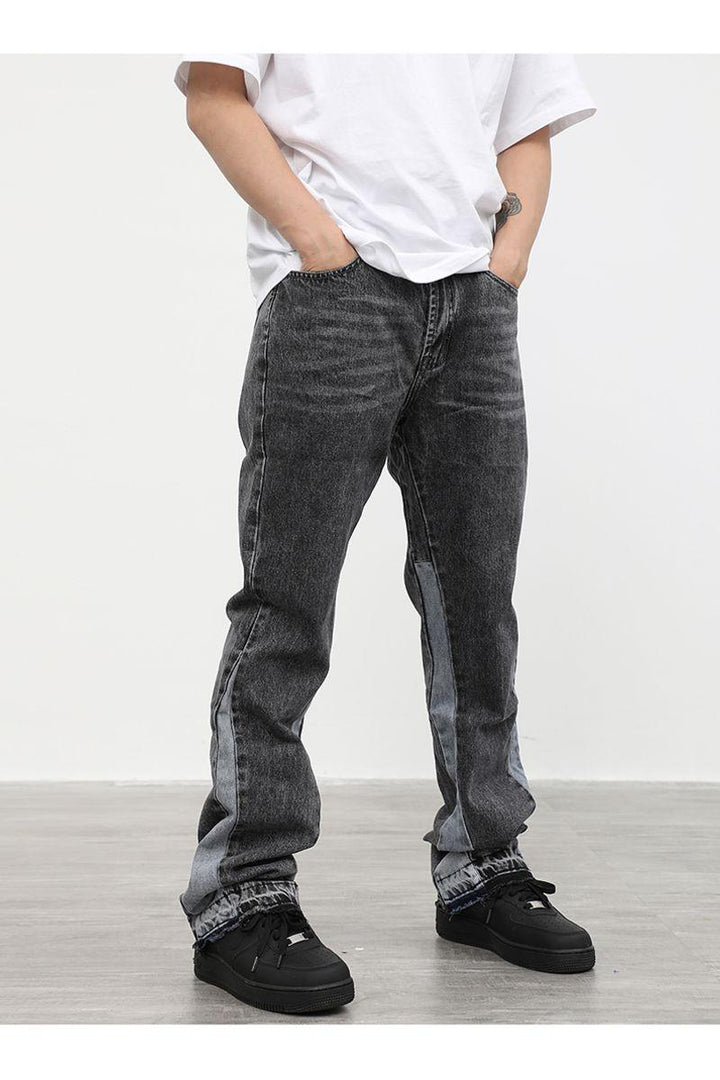 CZ Washed Stitched Flared Jeans