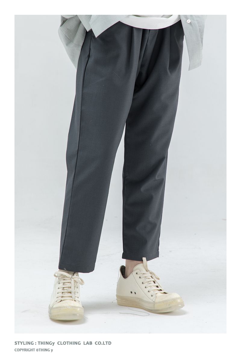 THINGY Dark Gray Straight Trousers