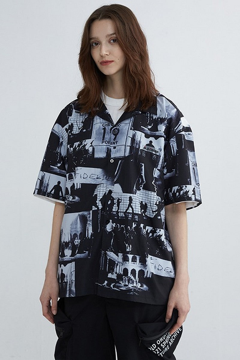 Old Order Movie Print Cuban Shirt
