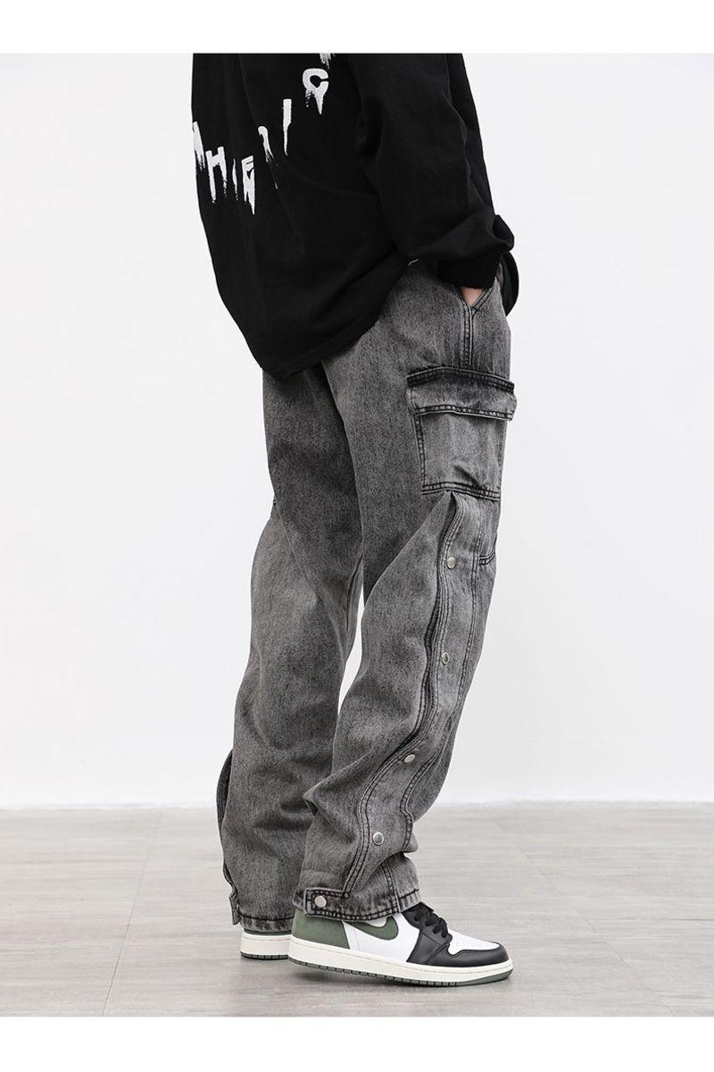 CZ Dark Buttons Cargo Jeans