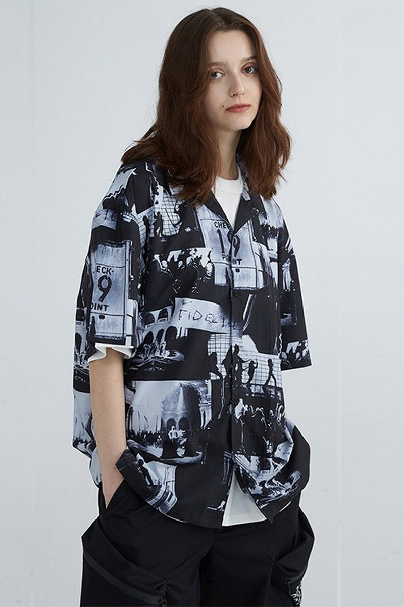 Old Order Movie Print Cuban Shirt