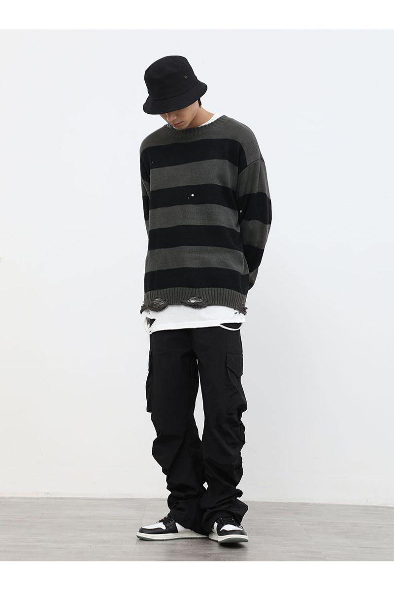 Striped Distressed Sweater